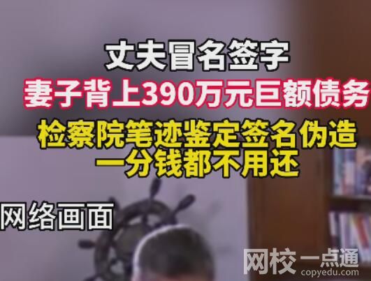 女子被丈夫冒名签字背上巨额债务 到底是什么情况？