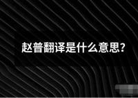 赵普翻译是什么意思？