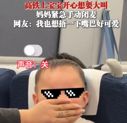 萌娃坐高铁激动不已 妈妈手动闭麦 实在太可爱了